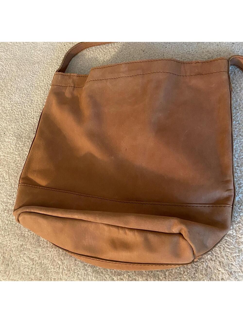 ABLE Handmade in Ethiopia Leather Crossbody Bag Purse 12.5"x11"x3.5" - Picture 3 of 8